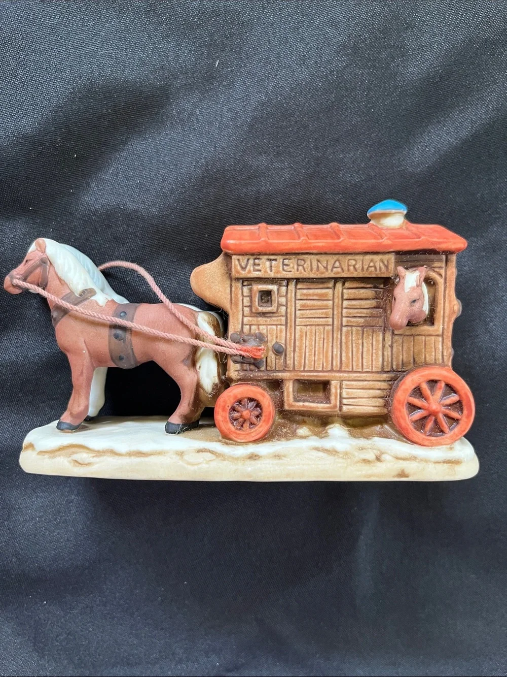 Vtg Lefton Colonial Village VETERINARIAN Horse Drawn Wagon Figurine Christmas